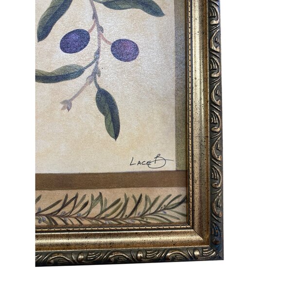 Framed Gold Olive Branch Wall Art Signed By Lace B - Picture 2 of 7